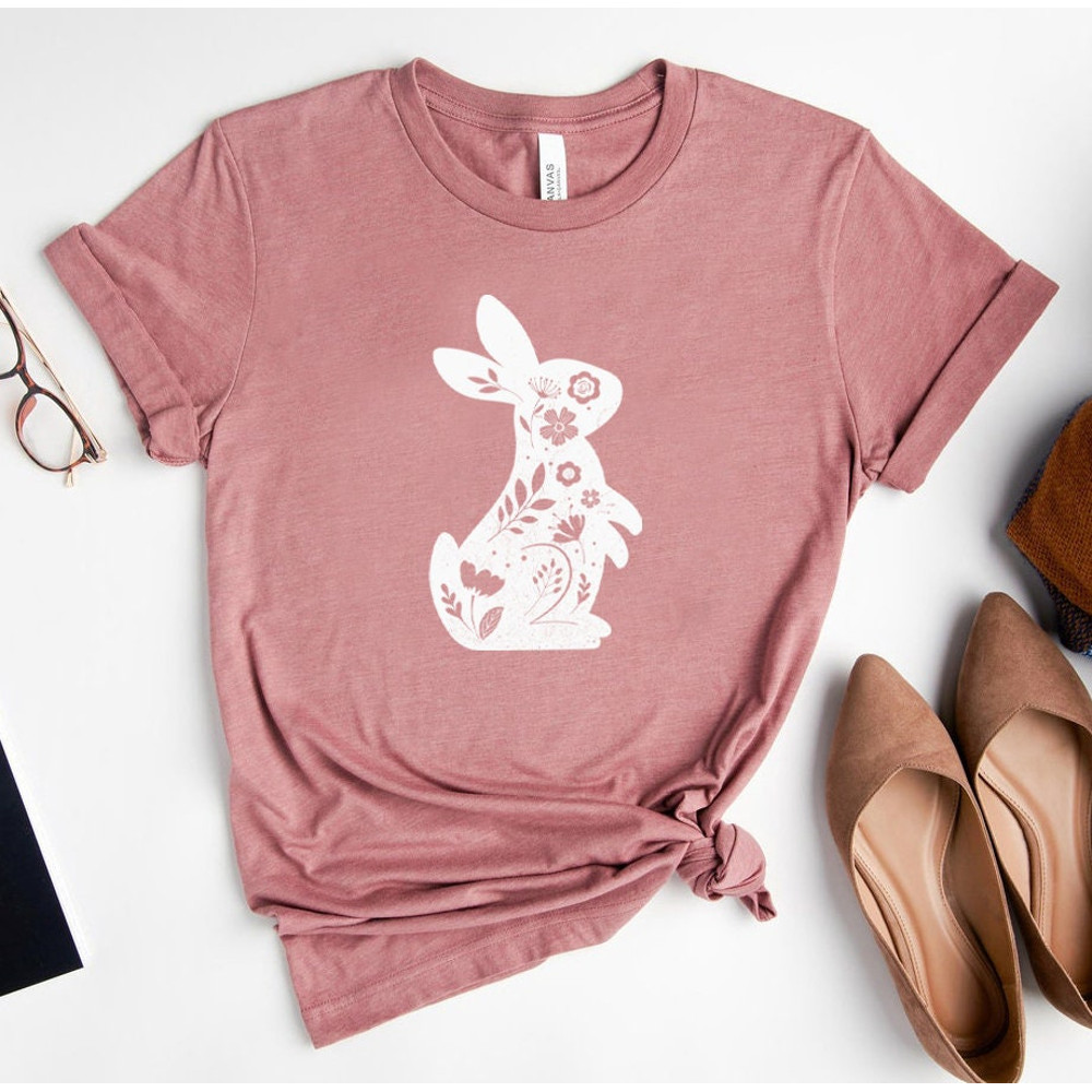 Floral Bunny Shirt - Floral Rabbit Shirt - Easter T-shirt - Spring T-shirt - Bunny Shirt - Nature Lover - Animal Lover - Gift for Her - 3.jpg