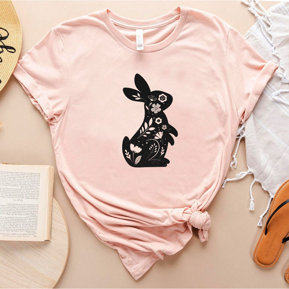 Floral Bunny Shirt - Floral Rabbit Shirt - Easter T-shirt - Spring T-shirt - Bunny Shirt - Nature Lover - Animal Lover - Gift for Her - 6.jpg