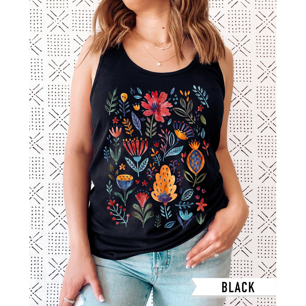 Floral Shirt Tank, Grow Positive Thoughts Tank, Bohemian Style Tank, Butterfly Shirt, Trending Right Now, Women's Graphic Tank, Love Tank - 2.jpg