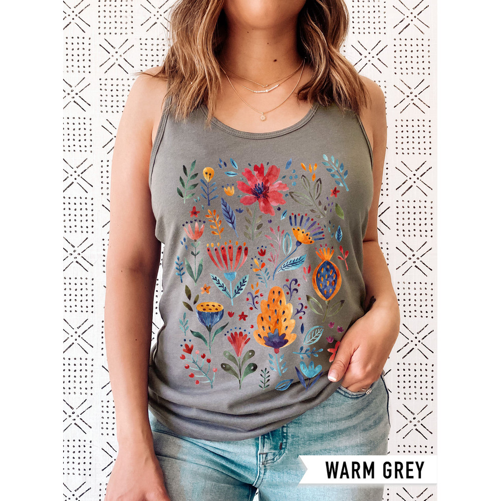 Floral Shirt Tank, Grow Positive Thoughts Tank, Bohemian Style Tank, Butterfly Shirt, Trending Right Now, Women's Graphic Tank, Love Tank - 5.jpg