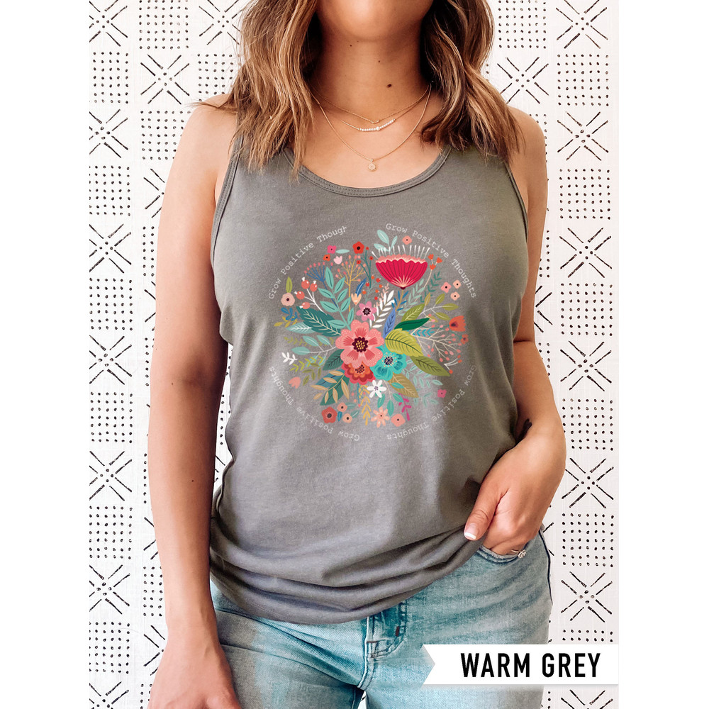 Floral Shirt Tank, Grow Positive Thoughts Tank, Bohemian Style Tank, Butterfly Shirt, Trending Right Now, Women's Graphic Tank, Love Tank - 3.jpg