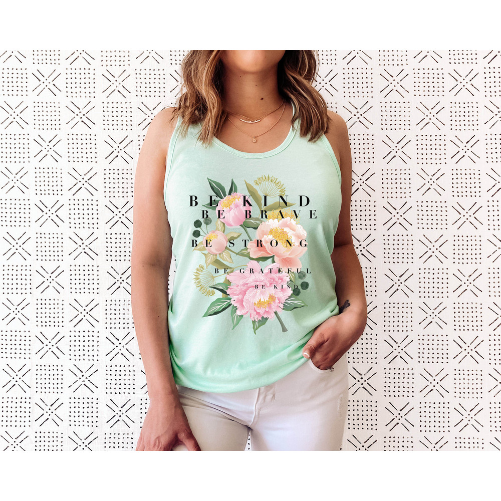 Floral Tank T-Shirt, Botanical Tank, Be Kind Tee, Flower Tee, Vintage Botanical Print, Wildflowers Graphic Shirt, Nature Lover, Gardening - 2.jpg