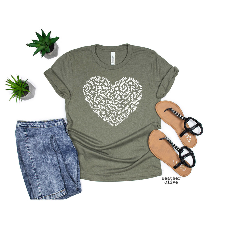 Flower Shirt, Flower Heart T-Shirt, Botanic Shirt, Wildflowers T-Shirts, Trending Right Now, Women's Graphic T-shirt - 7.jpg