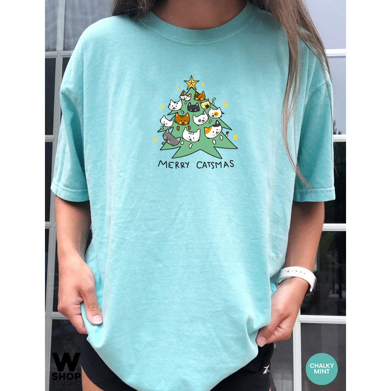 Funny Christmas Cat Shirt, Cat Lover Gift, Cute Christmas Tee, Cat lover gift, Holiday graphic, Merry Christmas Tree Shirt, Cat owner tee - 4.jpg