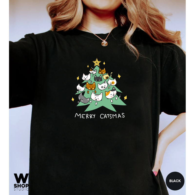 Funny Christmas Cat Shirt, Cat Lover Gift, Cute Christmas Tee, Cat lover gift, Holiday graphic, Merry Christmas Tree Shirt, Cat owner tee - 8.jpg