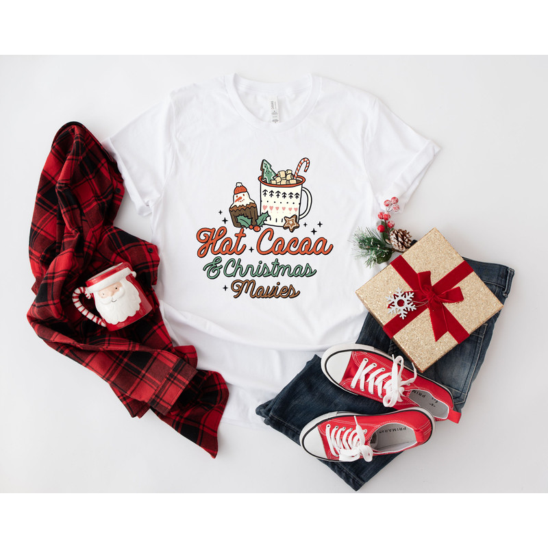 Hot Cocoa Christmas T shirt, retro Christmas t-shirt, Retro Xmas holiday apparel, Christmas Shirts, Vintage christmas Tee - 5.jpg