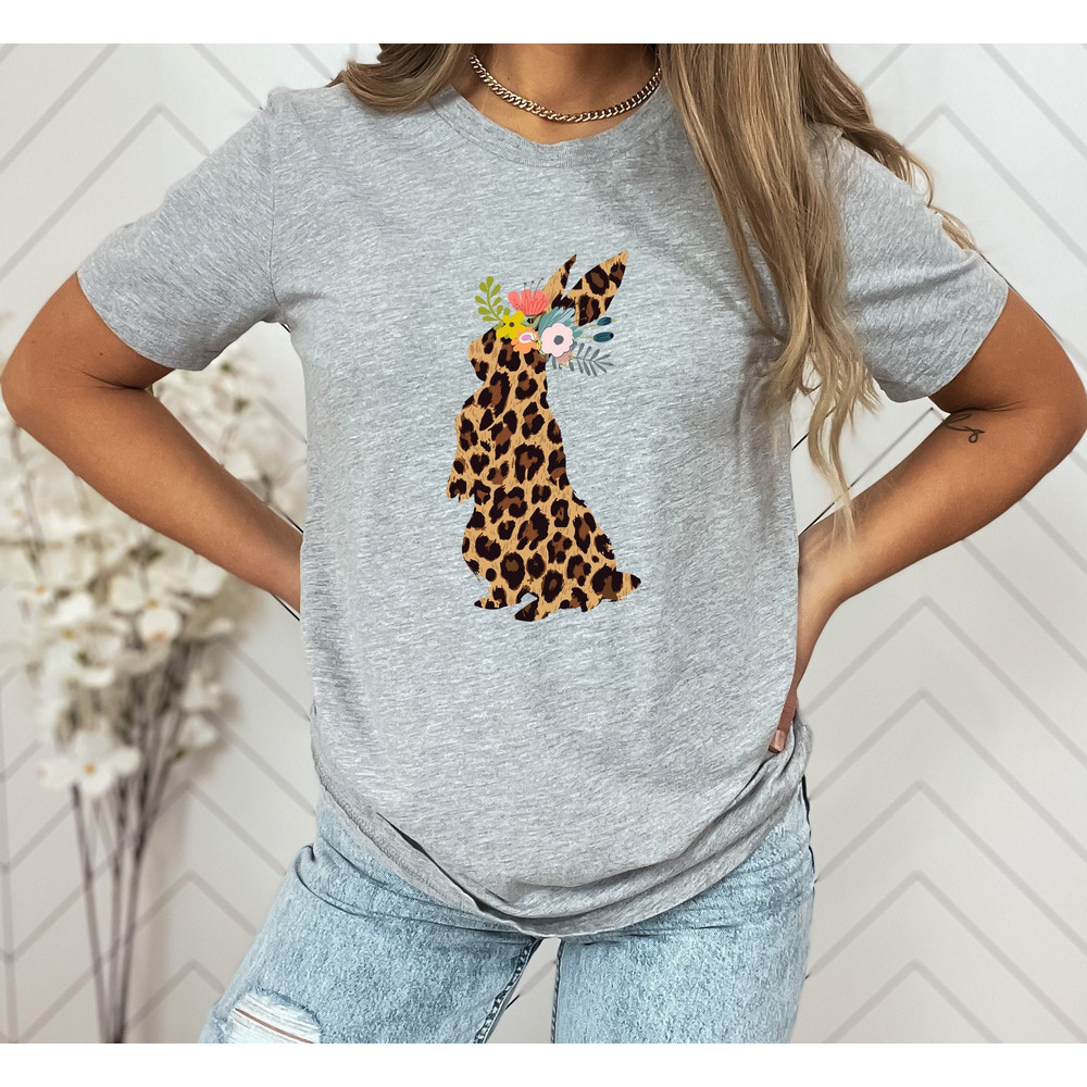 Leopard Bunnies Shirt, Leopard Bunny Shirt, Cute Easter Bunny T-Shirt, Happy Easter, Shirt with Bunnies, Easter Shirts - 2.jpg
