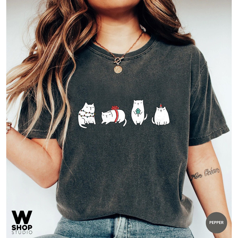 Meowy Christmas Shirt, Christmas Cat Shirt, Merry Christmas, Cat Lover Shirt, Christmas Gift, Christmas Gift For Cat Mom Gifts For Cat Lover - 1.jpg