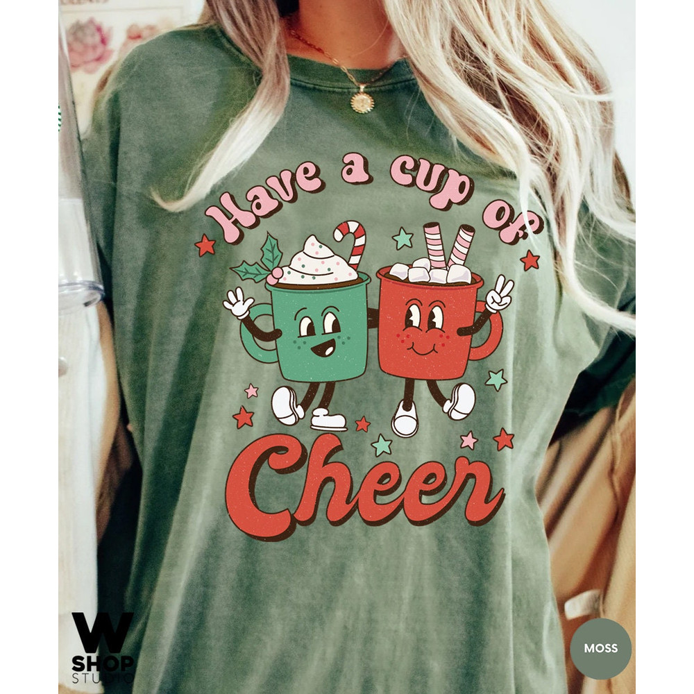 Retro Christmas cheer shirt, Christmas party shirt, Cute Women's holiday shirt, Women's Christmas top, Xmas shirt, funny Holiday shirt - 2.jpg