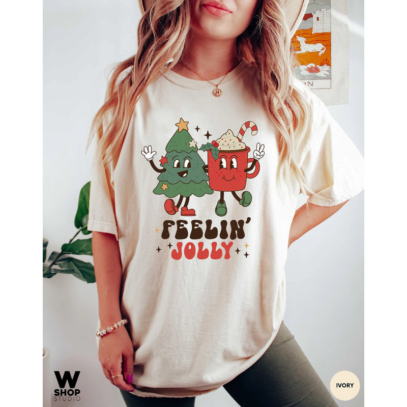 Retro Christmas Comfort Colors Shirt, Feeling Jolly Christmas Shirt, Vintage Santa Christmas Shirt, Retro Holiday Shirt, Ugly Sweater Shirt - 1.jpg