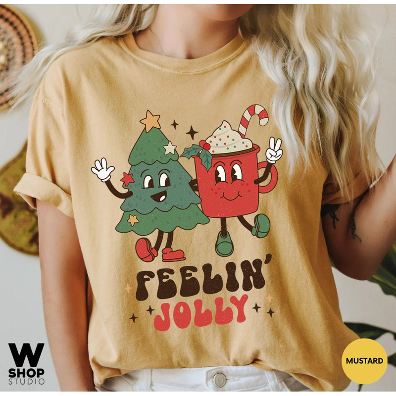 Retro Christmas Comfort Colors Shirt, Feeling Jolly Christmas Shirt, Vintage Santa Christmas Shirt, Retro Holiday Shirt, Ugly Sweater Shirt - 2.jpg
