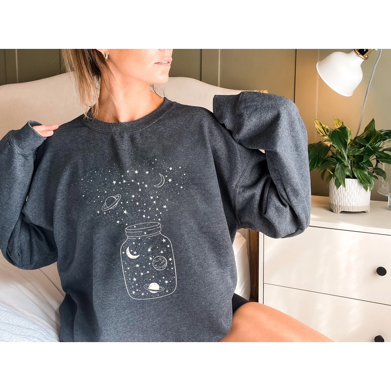 Space Shirt, Star Galaxy Sweatshirt, Astronomy Tee, Outdoors, Crescent Moon, Milky Way, Star Unisex Sweatshirt, Constellation Top - 3.jpg