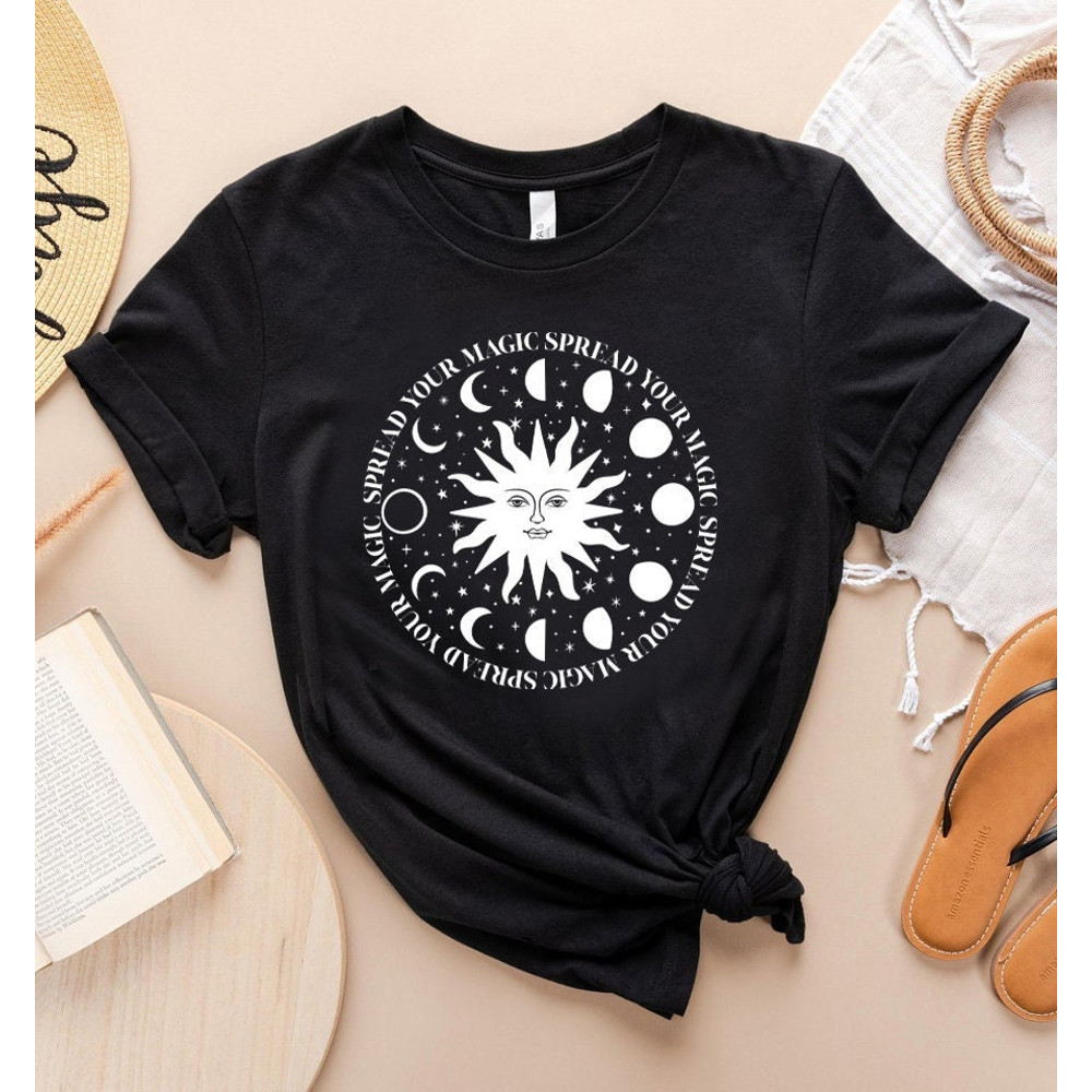 Sun And Moon Shirt, Boho Celestial Sun and Moon T-shirt, Hippie Shirt, Bohemian Sun And Moon Shirt, Oversized T-shirt, Comfort Colors Pepper - 2.jpg