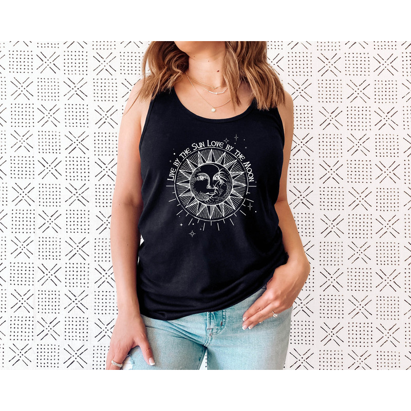 Sun Moon Stars Tank, Celestial Tank, Graphic Top, One with the Sun, Boho Tank, Vintage Tank, Mystical Tee, Moon T shirt, Bohemian - 2.jpg