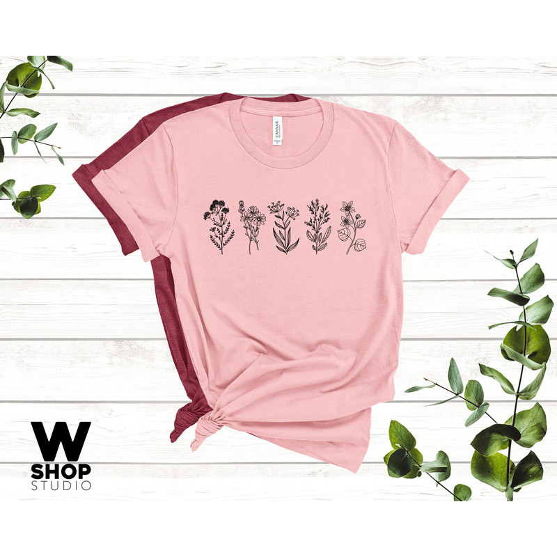 Wild Flowers Shirt, Wildflower Tshirt, Floral Tshirt, Botanical Shirt, Flower Shirt, Nature Lover Shirt, Ladies Shirts, Gift for Womens - 5.jpg
