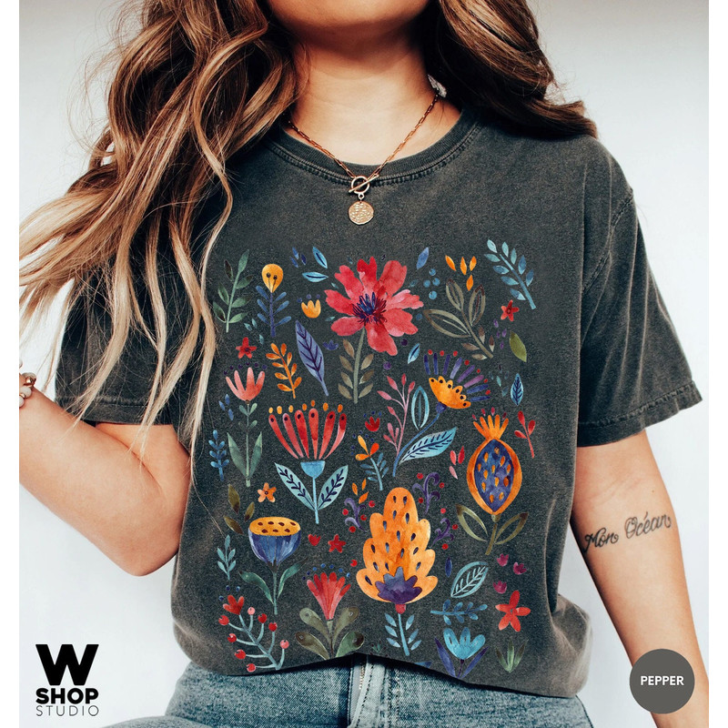 Wildflower Tshirt, Comfort Colors Shirt, Floral Tshirt, Flower Shirt, Gift for Women, Ladies Shirts, Best Friend Gift - 3.jpg