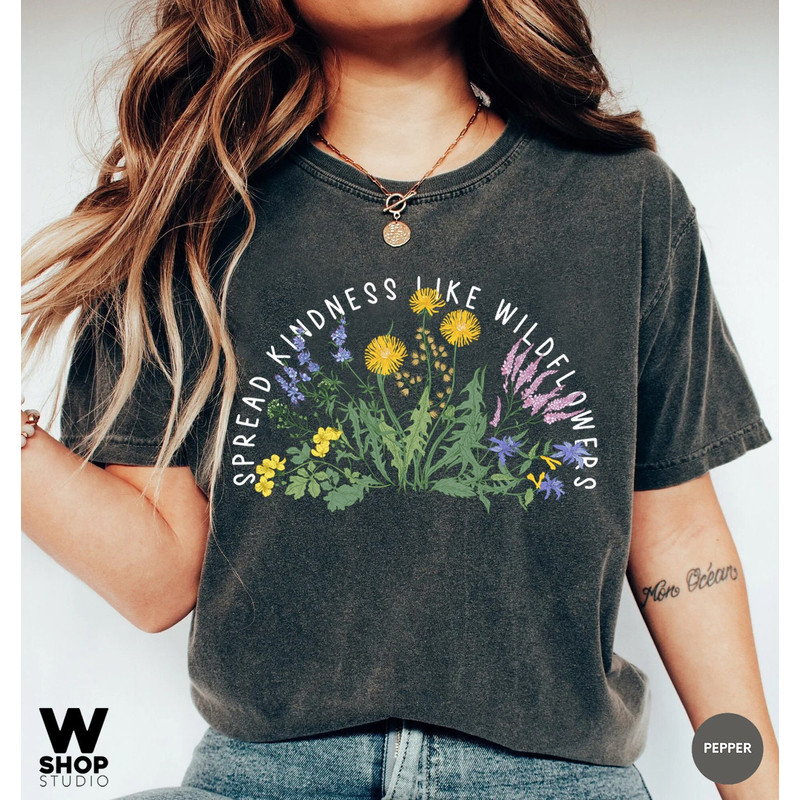 Wildflower Tshirt, Comfort Colors Shirt, Floral Tshirt, Flower Shirt, Gift for Women, Ladies Shirts, Graphic Tees Women - 1.jpg