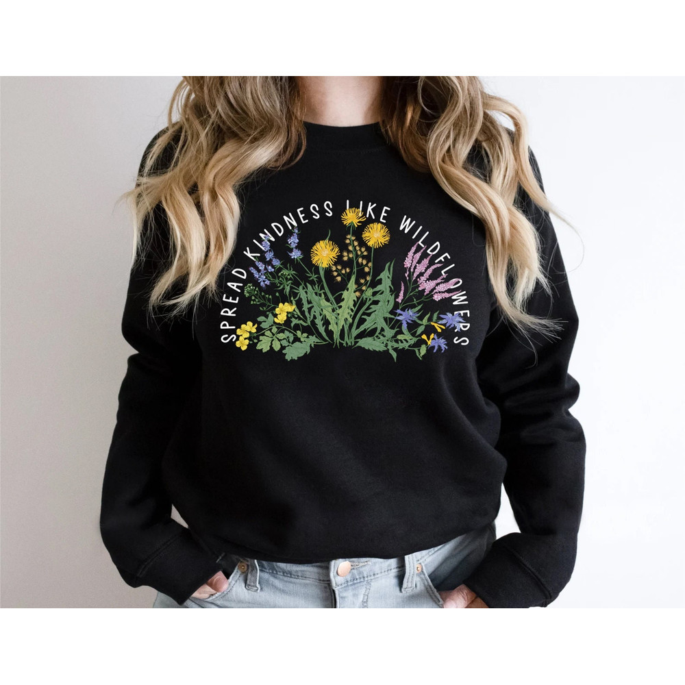 Wildflower T-shirt, Floral Sweatshirt, Vintage Floral Tee, Flower Fall Sweatshirt, Womens Sweatshirt, Ladies Top, Best Friend Gift - 1.jpg