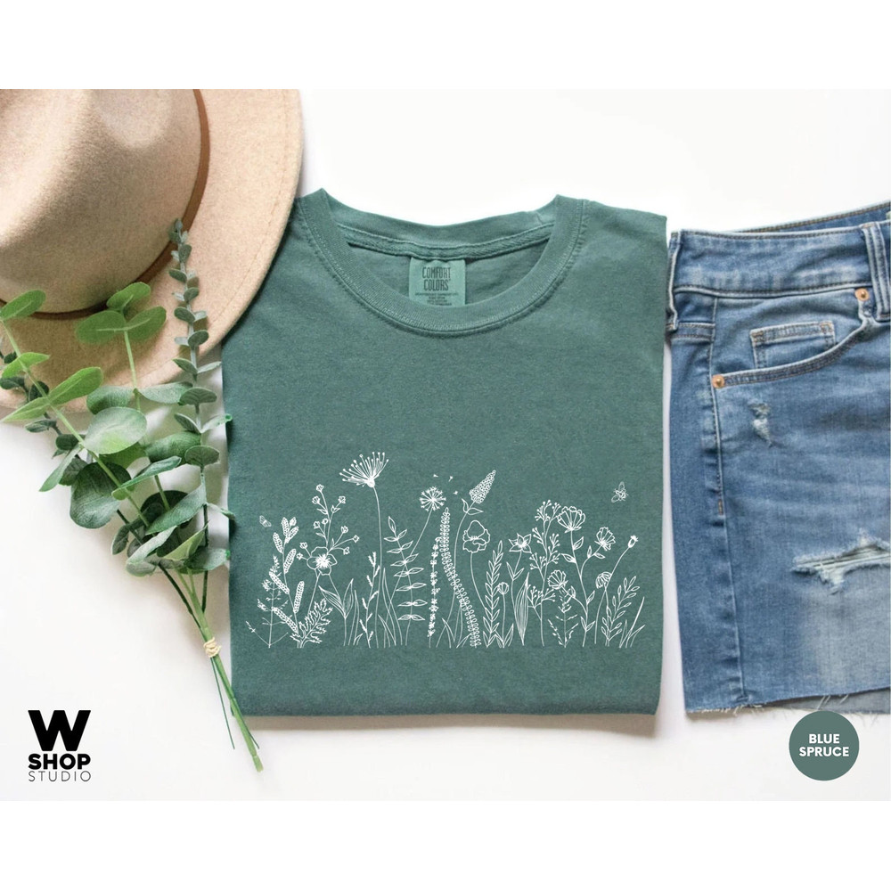 Wildflower Tshirt, Comfort Colors Shirt, Floral Tshirt, Flower Shirt, Gift for Women, Oversized Ladies Shirts, Best Friend Gift - 3.jpg