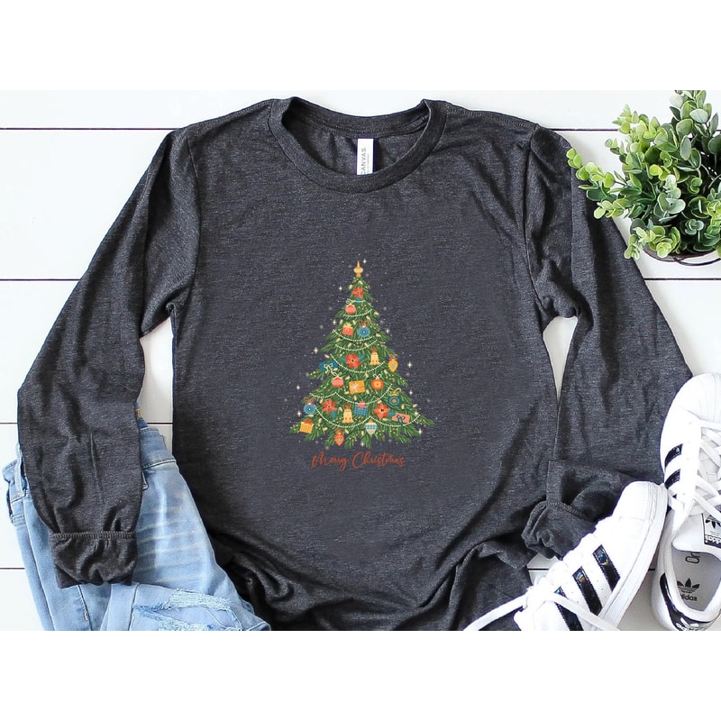Womens Christmas Long Sleeve Shirt, Christmas Crewneck Sweater, Christmas Tree Long Sleeve, Holiday Shirt for Women, Winter - 3.jpg