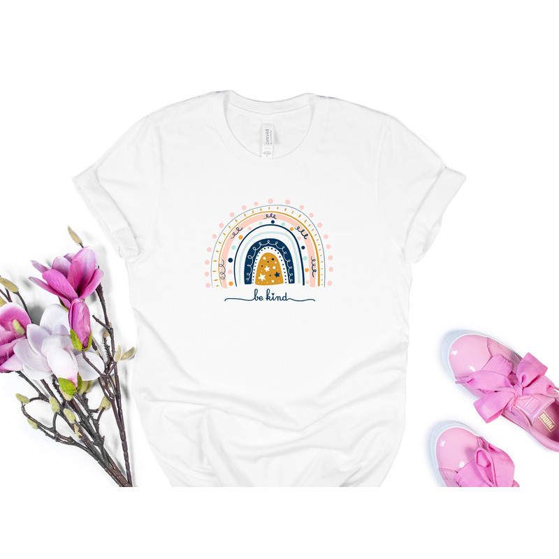 Women's Graphic Tees Be Kind Shirt Rainbow Shirt Be Kind T-Shirt Bee Kind Tee Inspirational Shirt Oh Happy Day Boho Tshirt - 2.jpg