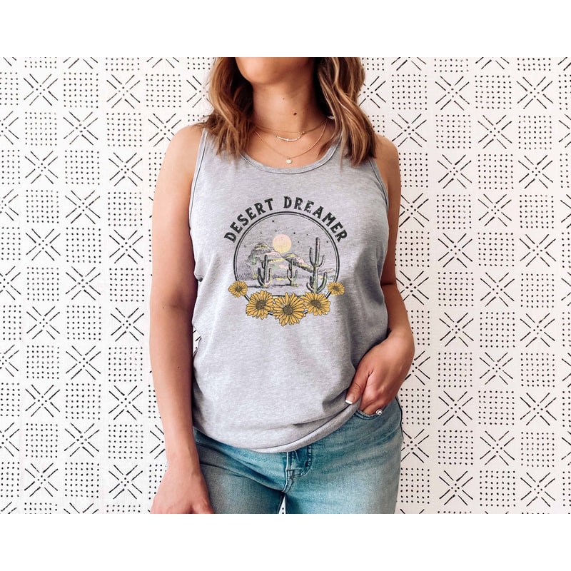 Desert Tank Tee, Desert Dreamer, Cactus Tank, Plant Tank, Graphic Tee, Cute Tank, Gift For Her, Tumblr Fashion, Casual Fashion - 1.jpg