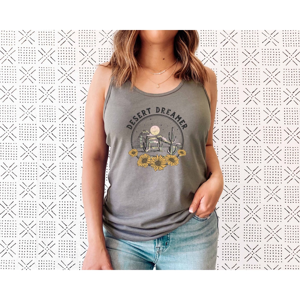 Desert Tank Tee, Desert Dreamer, Cactus Tank, Plant Tank, Graphic Tee, Cute Tank, Gift For Her, Tumblr Fashion, Casual Fashion - 2.jpg