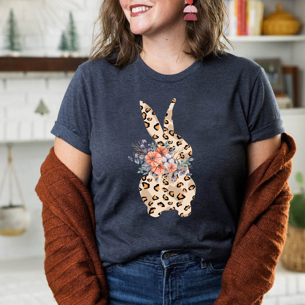 Leopard Bunny Shirt, Easter Shirt, Leopard Easter Bunny Shirt For Woman, Floral Easter Shirt, Leopard Bunny Tshirt, Cute Easter Bunny Tee - 3.jpg