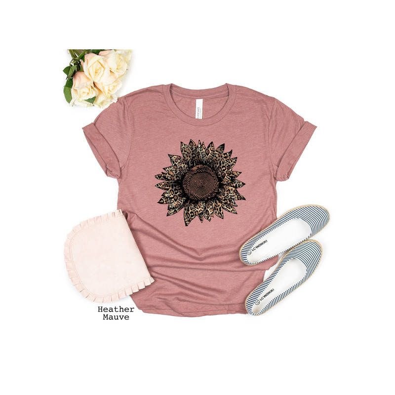 Leopard Sunflower Shirt, Womens Flowers Shirt, Sunflower Graphic Tee, Women's Tee, Trending, Gift For Her - 1.jpg