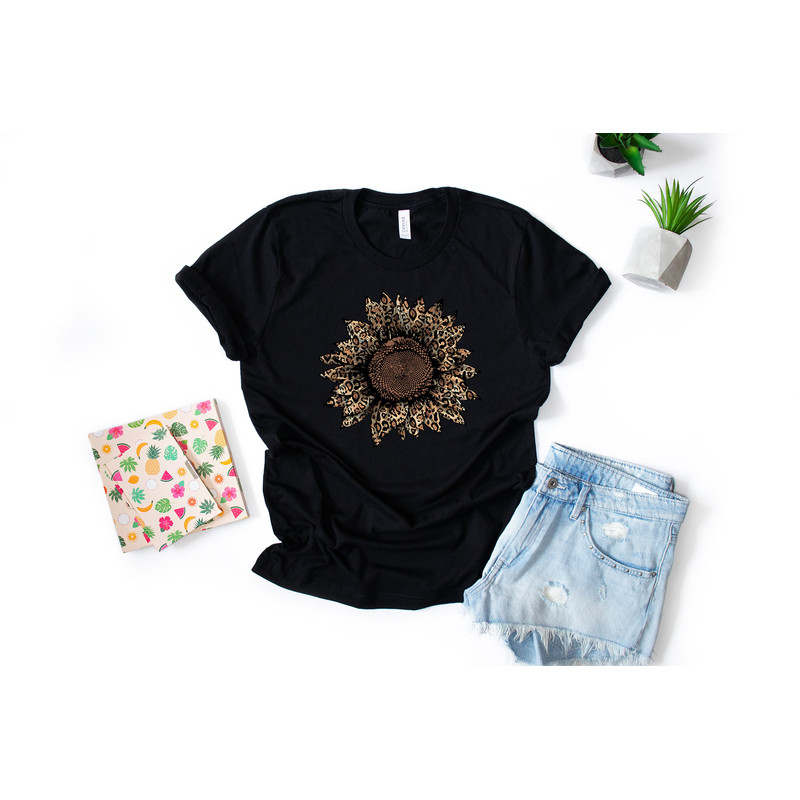 Leopard Sunflower Shirt, Womens Flowers Shirt, Sunflower Graphic Tee, Women's Tee, Trending, Gift For Her - 5.jpg