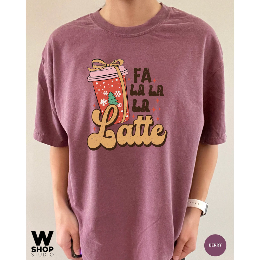 Retro Fa La Latte Christmas Coffee Shirt, Christmas Women Coffee Shirt, Vintage Christmas T shirt, Coffee Lover Gift - 6.jpg