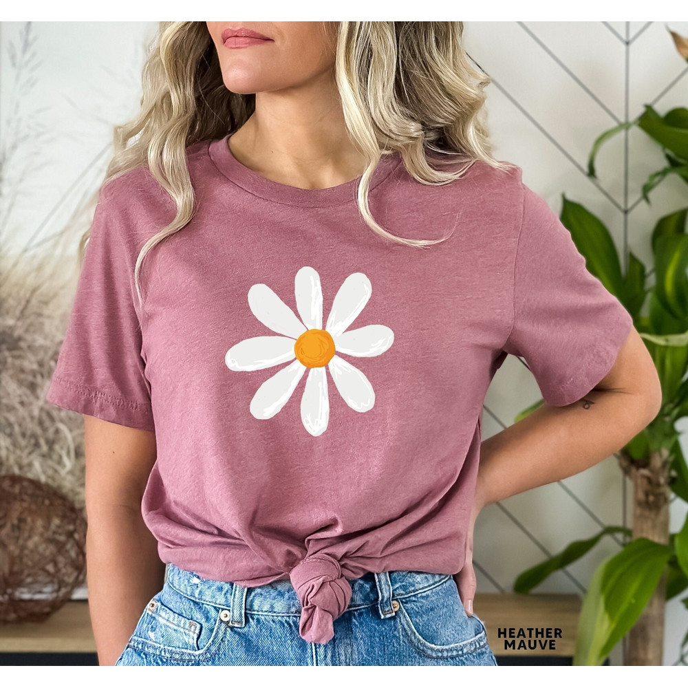 Retro Floral Daisy Tshirt, Wild Flowers Shirt, Floral Hippie T-shirt, Flower Shirt, Gift for Women, Ladies Shirts, Best Friend Gift - 1.jpg