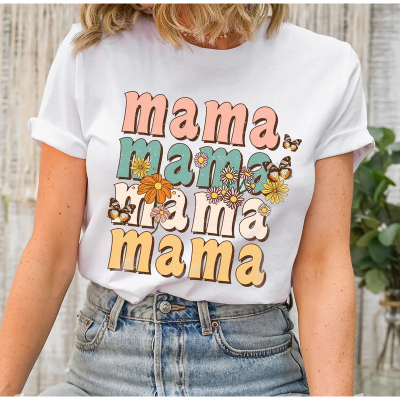 Retro Vintage Mama Shirt, Wildflowers Mama Shirt, Retro Mom TShirt, Mother's Day Gift, Flower Shirts for Women, Floral New Mom Gift - 7.jpg