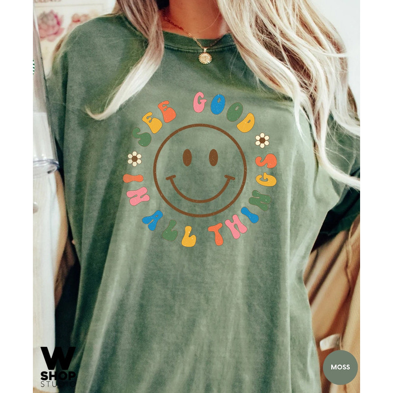 See Good In All Things T-Shirt, Retro Shirts, Groovy Aesthetic Shirt, Oversized Inspirational Tee Positivity Shirt, Retro Trendy Clothing - 3.jpg