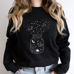 space shirt, star galaxy sweatshirt, astronomy tee, outdoors, crescent moon, milky way, star unisex sweatshirt, constell