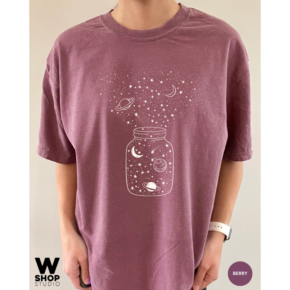 Space Star Galaxy Shirt, Comfort Colors Shirt, Astronomy Tee, Crescent Moon, Milky Way, Unisex Constellation T-shirt - 5.jpg