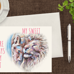 my sweet! card to download animal painting creeting card.