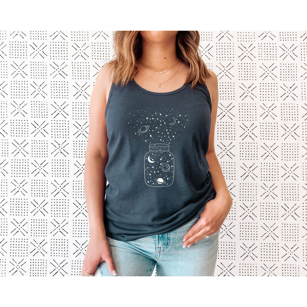 Space Tank Top, Star Galaxy T shirt, Astronomy Shirt, Outdoors Tank, Crescent Moon, Milky Way, Star Tank Top, Constellation Tshirt - 2.jpg