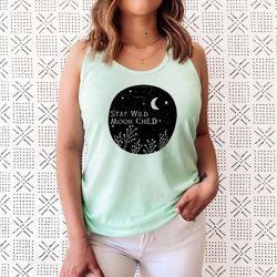 stay wild moon child tank, moon tank, moon bohemian tee, gift for moon lover, sun and moon top, moon tank, women top