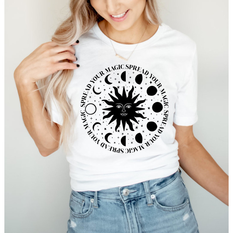 Sun And Moon Shirt, Boho Celestial Sun and Moon T-shirt, Hippie Shirt, Bohemian Sun And Moon Shirt, Oversized T-shirt, Comfort Colors Pepper - 8.jpg