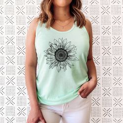 sunflower tank top, sunflower tank tops for women, plus size clothing available, womens summer tops, womens summer cloth
