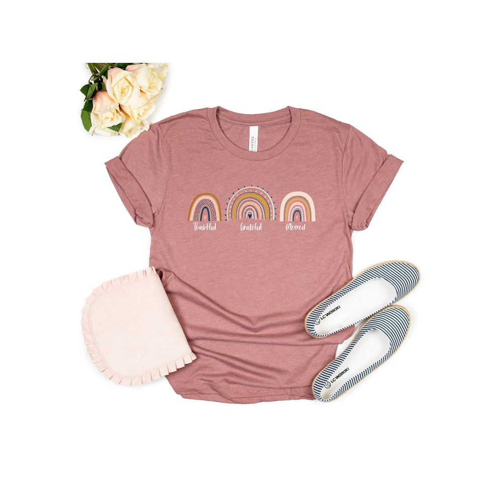 Thankful Grateful Blessed Shirt, Rainboe Shirt, Thanksgiving Shirt, Mom Thanksgiving Shirt, Grandma Shirt, Teacher Shirt - 3.jpg