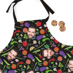 vegetables custom apron, personalized faces apron, custom photo apron, funny crazy face kitchen apron picture, best fath