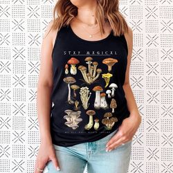 vintage illustration mushroom decor art shirt, botanical tank top, plant tank shirt, mushroom tank top, hippie shirt, na