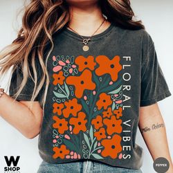 vintage wildflower tshirt, bohemian tee, floral flower shirt, oversized hippie gift for women, ladies shirts, best frien