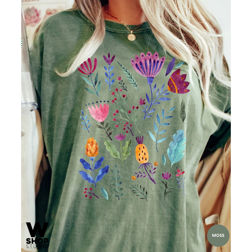 Wildflower Tshirt, Comfort Colors Shirt, Bohemian Floral Tshirt, Flower Shirt, Boho Gift for Women, Ladies Shirts, Hippie Best Friend - 4.jpg