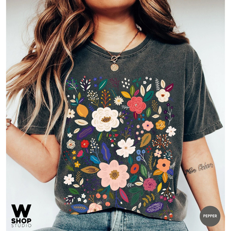 Wildflower Tshirt, Comfort Colors Shirt, Floral Tshirt, Flower Shirt, Gift for Women, Ladies Shirts, Best Friend Gift - 1.jpg