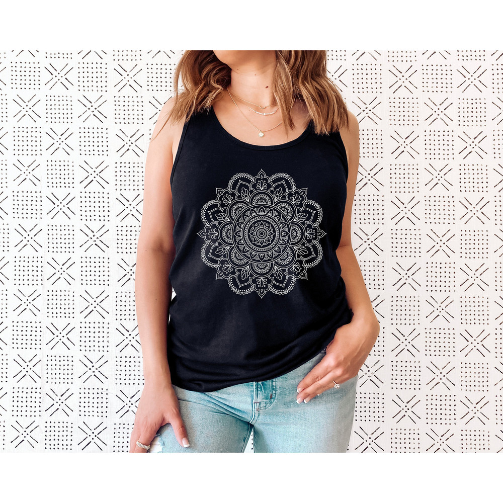 Womens Mandala Design, Flowy Tank Top, Mandala Tank, Shirt for Woman Tank Top - 1.jpg
