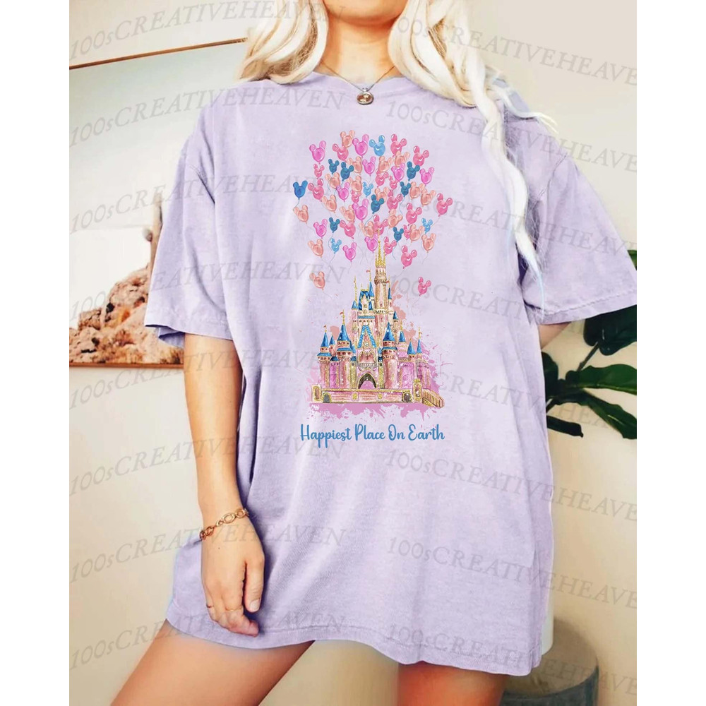 Disney Happiest Place On Earth Comfort Colors Shirt, Disneyland Castle Shirt, Disney Trip Shirt, Disney World Shirt, Disney Family Shirt - 1.jpg