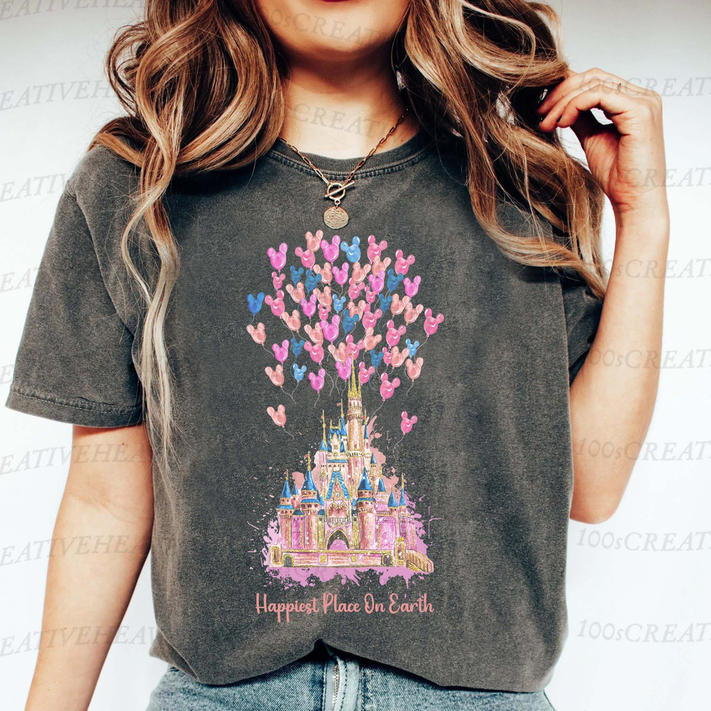 Disney Happiest Place On Earth Comfort Colors Shirt, Disneyland Castle Shirt, Disney Trip Shirt, Disney World Shirt, Disney Family Shirt - 2.jpg